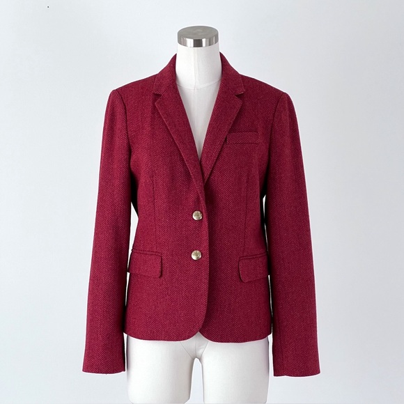 J Crew Boyfriend blazer in burgundy red herringbone Size 8 - Picture 1 of 10